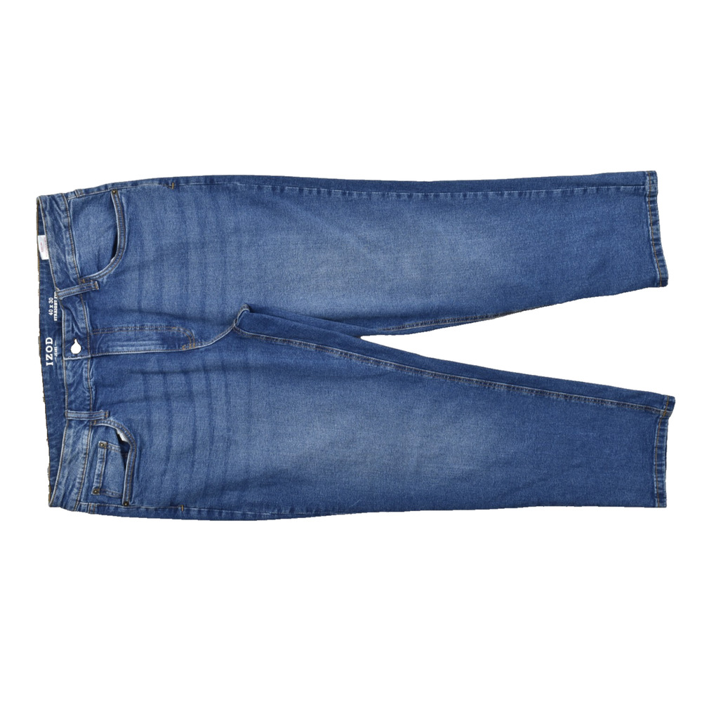 IZOD Jeans Men's 40x30 Straight Fit Blue Medium Wash Stretch Denim Cotton Blend